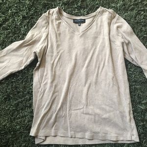 Jones New York Tan V-Neck 3/4 sleeve shirt 1X